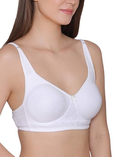 Clovia Women’s Cotton-Rich T-Shirt Bra with Lace – Non-Padded, Non-Wired Elegance